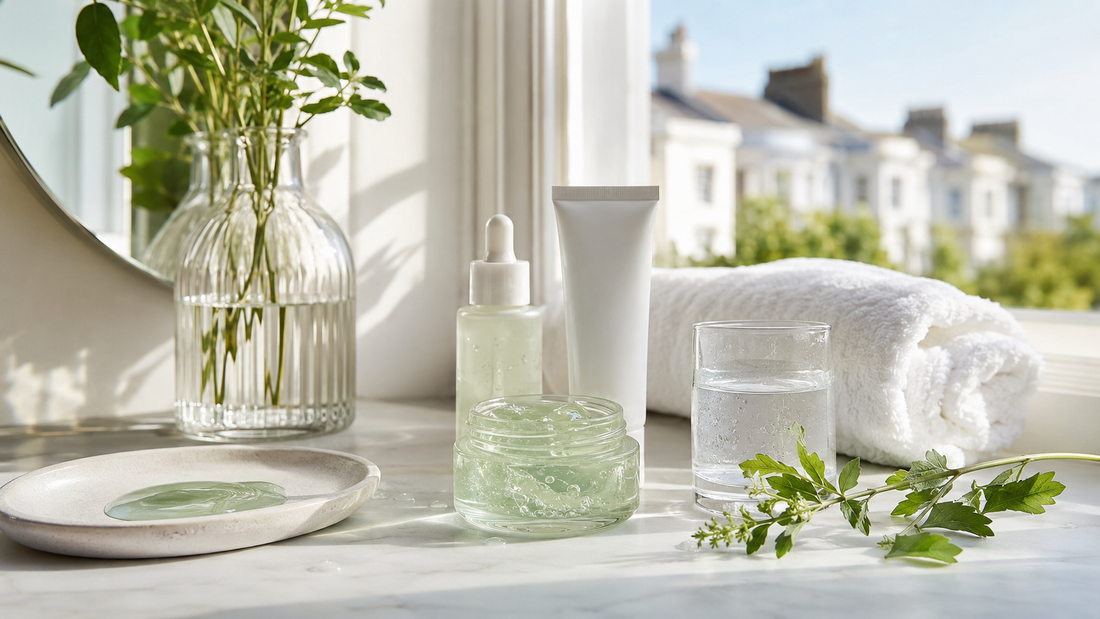 Sunburn aftercare skincare routine with SPF and barrier repair for UK summer