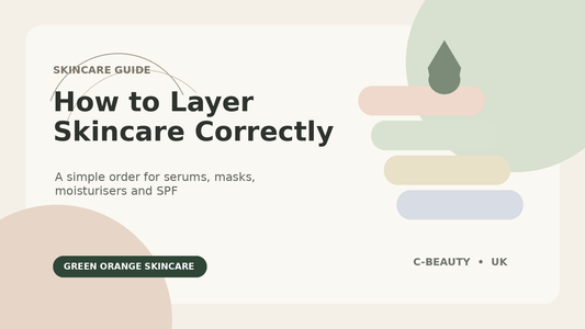 Editorial illustration for a skincare layering guide with abstract pastel layers