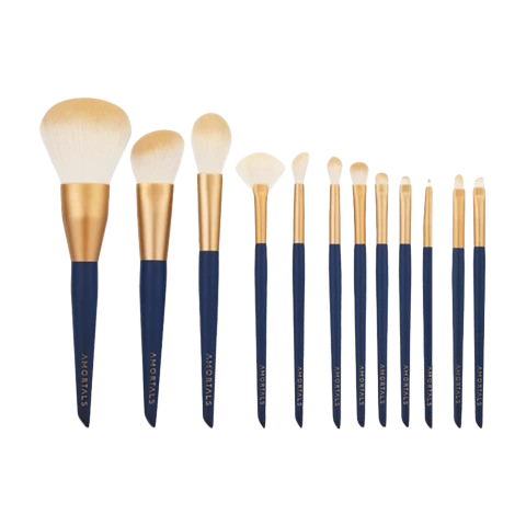 Ermutou makeup brush 12-piece set (with starry blue storage bucket)