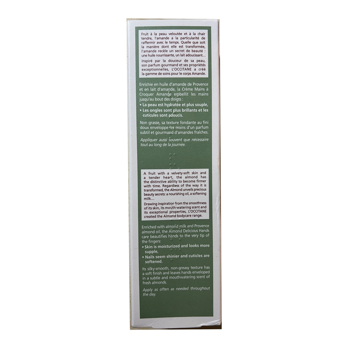 L’Occitane Almond Delicious Hands 150ml - original packaging detail